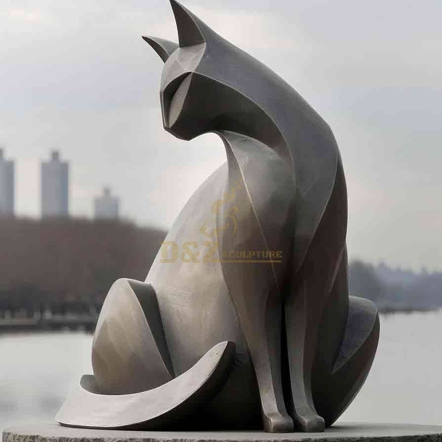 Custom Large Abstract Bronze Cat Sculpture For Sale 2