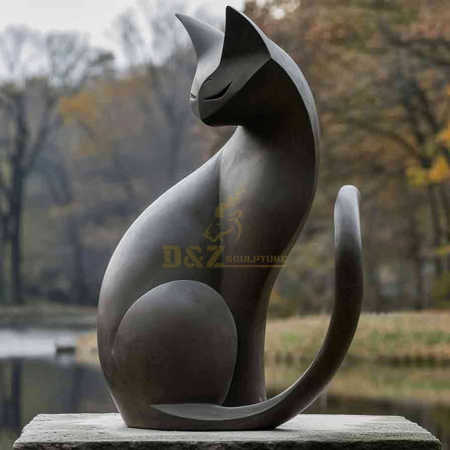 Custom Large Abstract Bronze Cat Sculpture For Sale 1