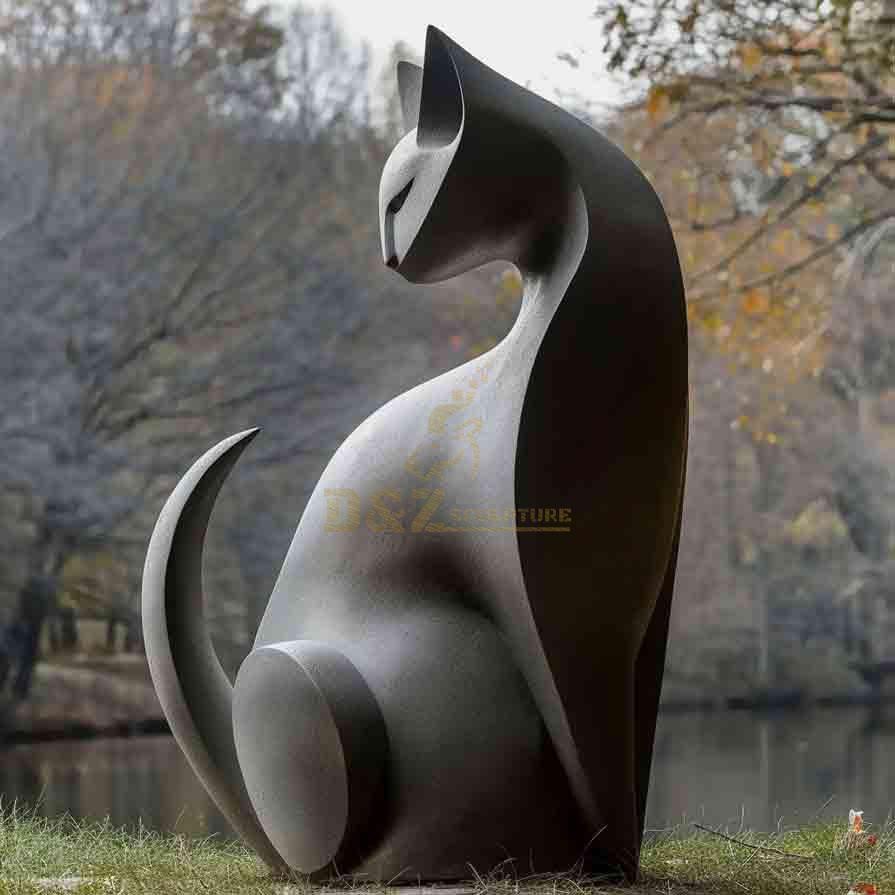 Custom Large Abstract Bronze Cat Sculpture For Sale 4