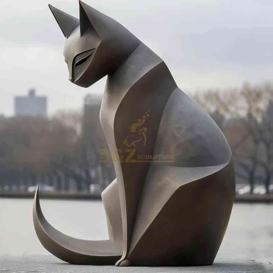 Custom Large Abstract Bronze Cat Sculpture For Sale 6
