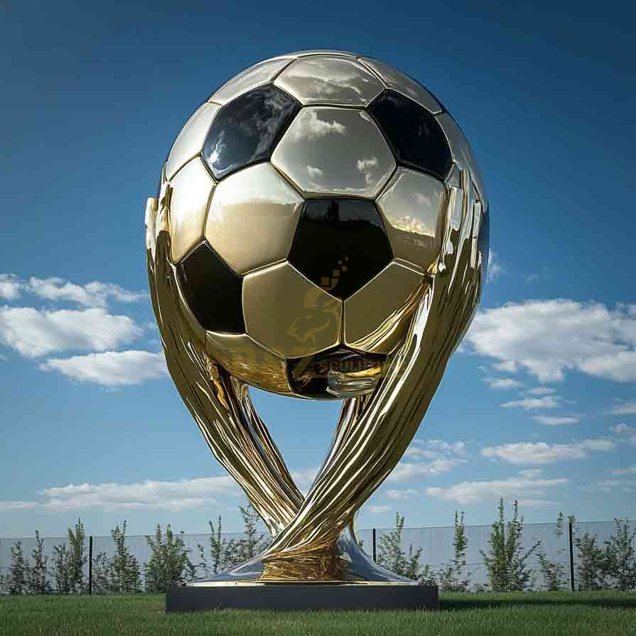 Stainless Steel Football Sculpture | World Cup Theme 3
