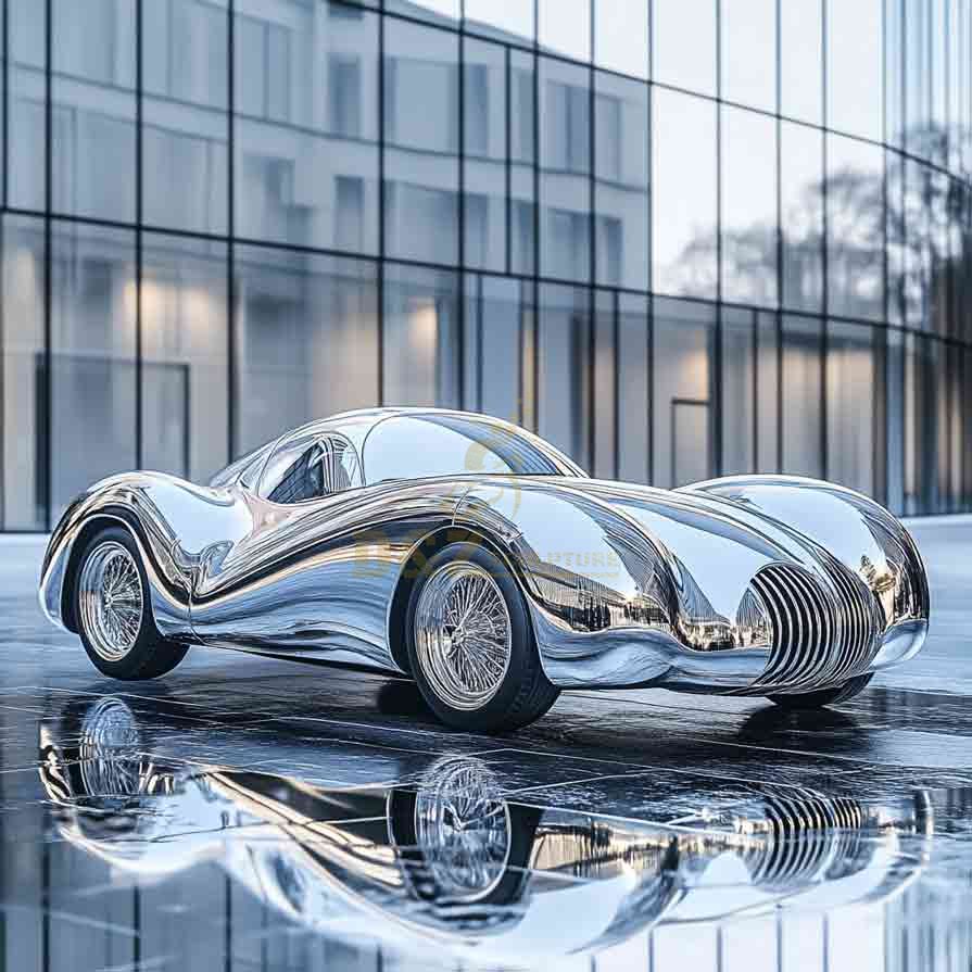 Stainless Steel Car Sculpture | Outdoor Art Decor 3