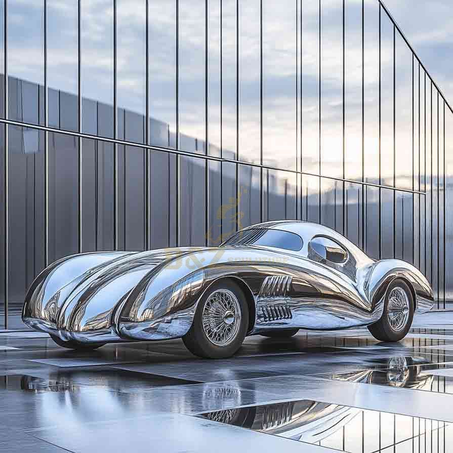 Stainless Steel Car Sculpture | Outdoor Art Decor 4