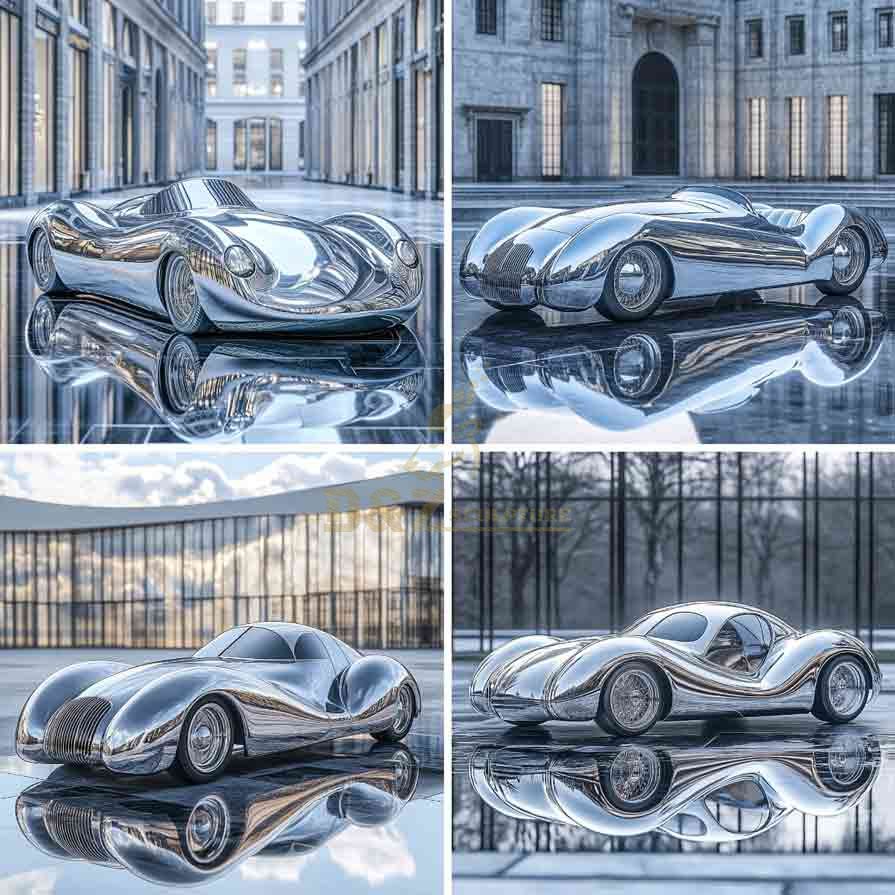 Stainless Steel Car Sculpture | Outdoor Art Decor 7
