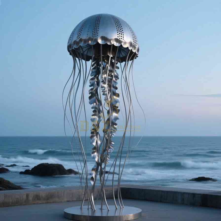 Glowing Metal Jellyfish Sculpture | Large Outdoor Artwork 1