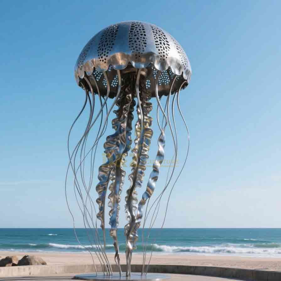 Glowing Metal Jellyfish Sculpture | Large Outdoor Artwork 3