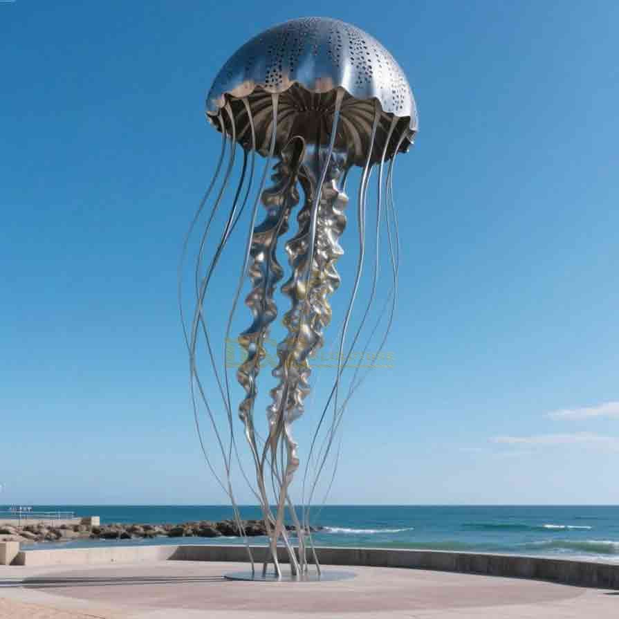Glowing Metal Jellyfish Sculpture | Large Outdoor Artwork 5
