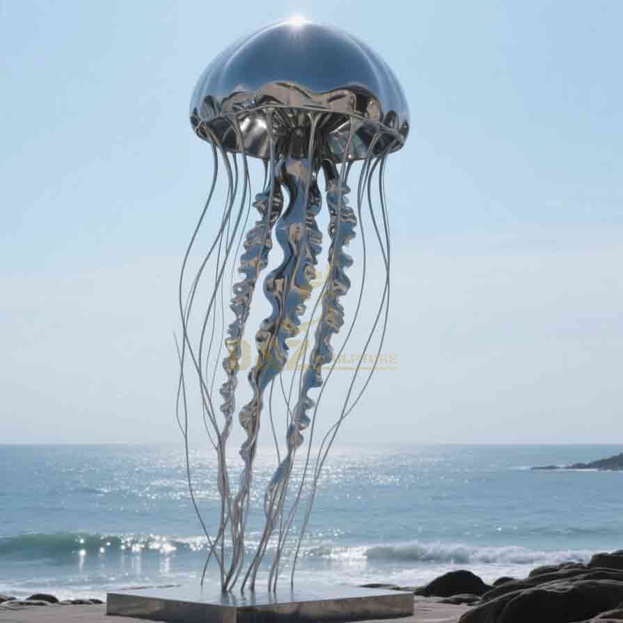 Glowing Metal Jellyfish Sculpture | Large Outdoor Artwork 6