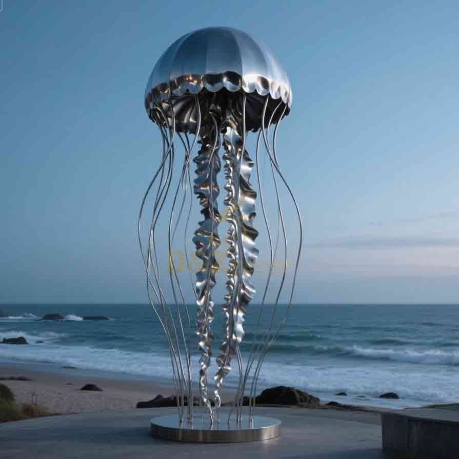 Glowing Metal Jellyfish Sculpture | Large Outdoor Artwork 7