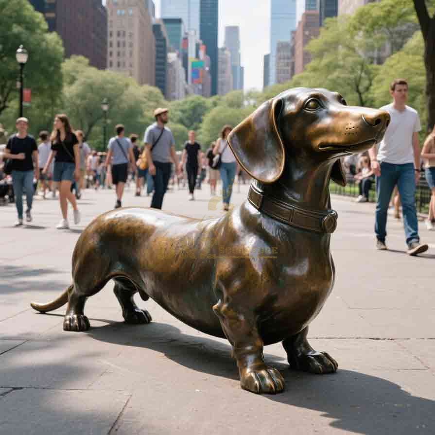 life size long haired dachshund outdoor garden statue 2
