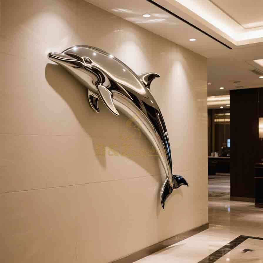 Large Stainless Steel Dolphin Wall Sculptures for Sale 5
