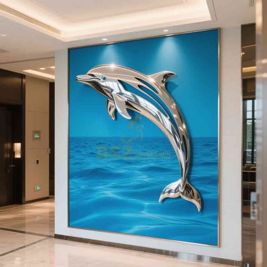 Large Stainless Steel Dolphin Wall Sculptures for Sale 6