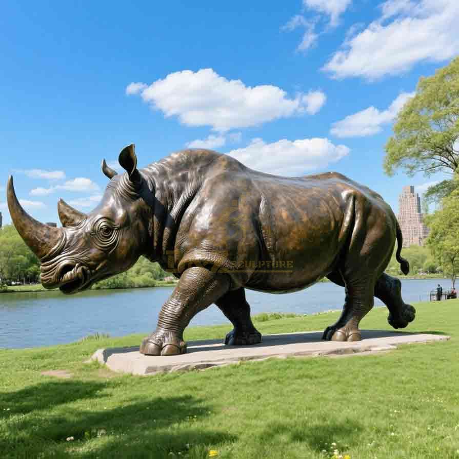 Life Size Bronze Rhino Statue For Sale 6