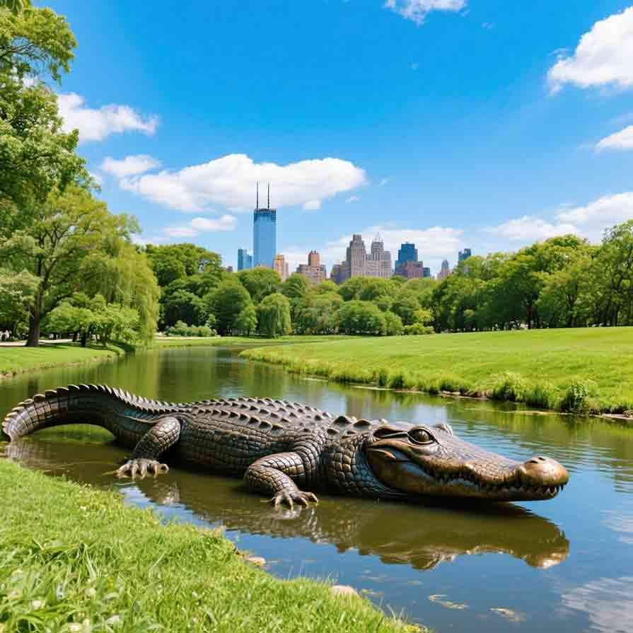 Life Size Bronze Garden Crocodile Statue For Sale 5