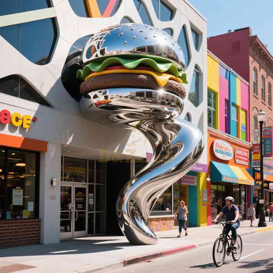 Outdoor Stainless Steel Creative Hamburger Sculpture 4