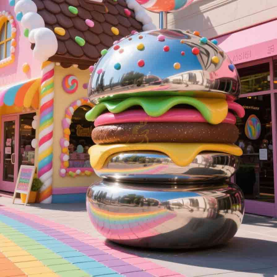 Outdoor Stainless Steel Creative Hamburger Sculpture 7