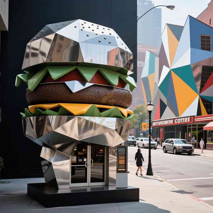 Outdoor Stainless Steel Creative Hamburger Sculpture 8