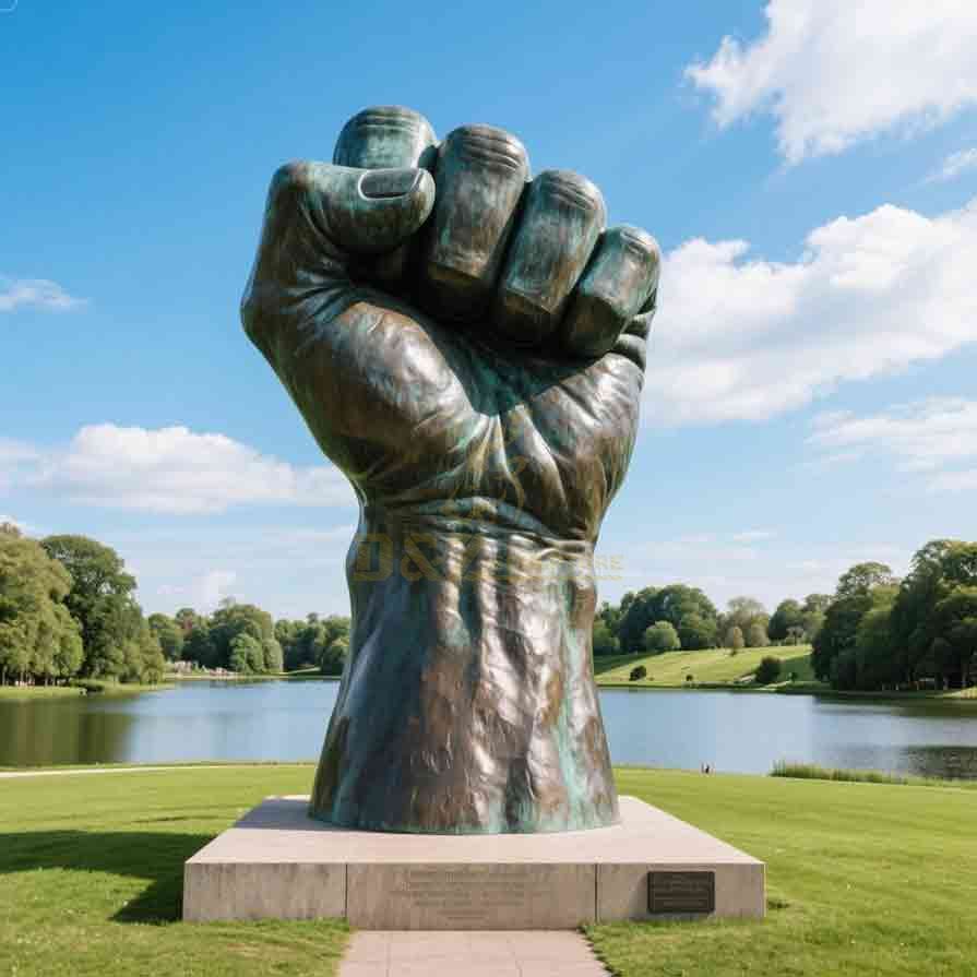 Powerful Giant Bronze Fist Sculpture For Sale 4