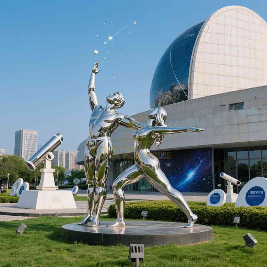 Stainless Steel Double Gymnast Sculpture for Outdoor Art 2