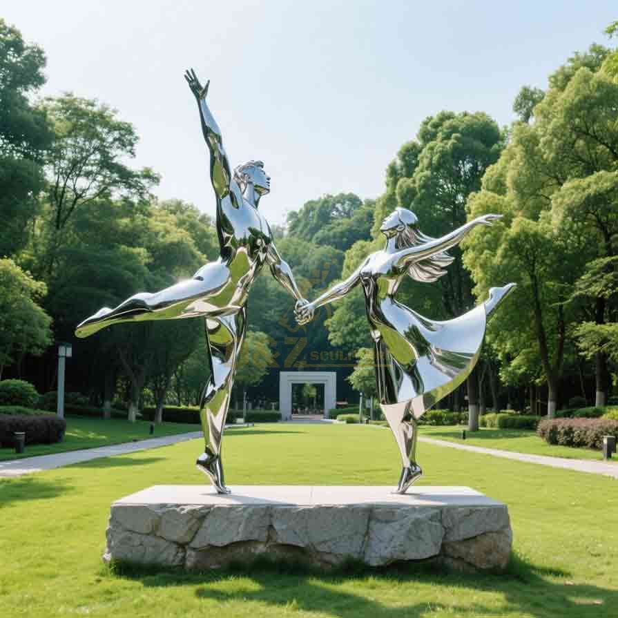 Stainless Steel Double Gymnast Sculpture for Outdoor Art 3
