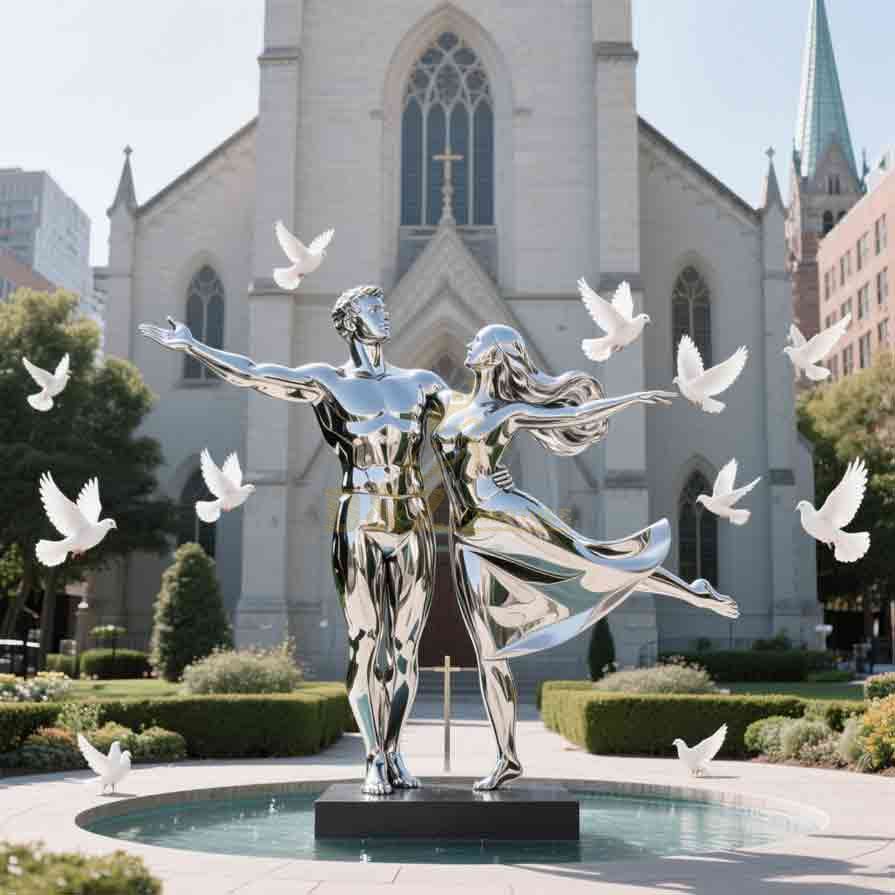 Stainless Steel Double Gymnast Sculpture for Outdoor Art 4