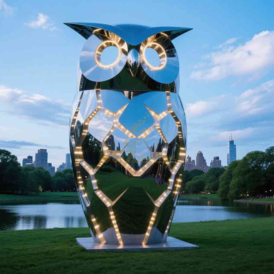 Modern Abstract Large Metal Owl Sculpture For Garden 1