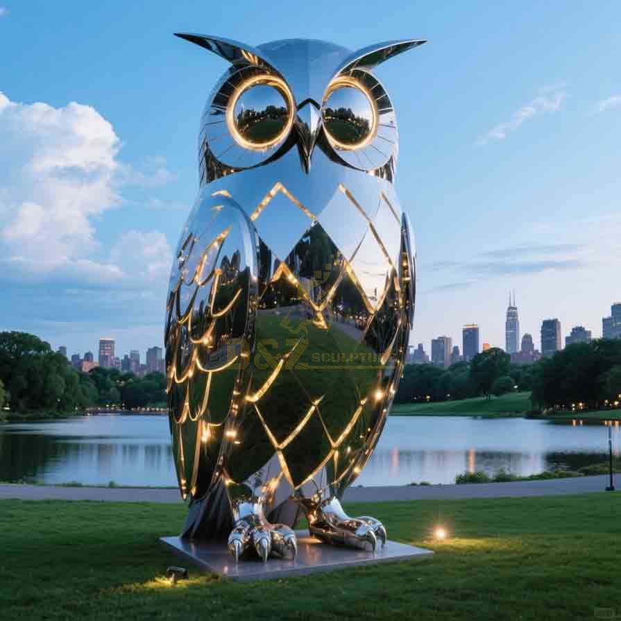 Modern Abstract Large Metal Owl Sculpture For Garden 2