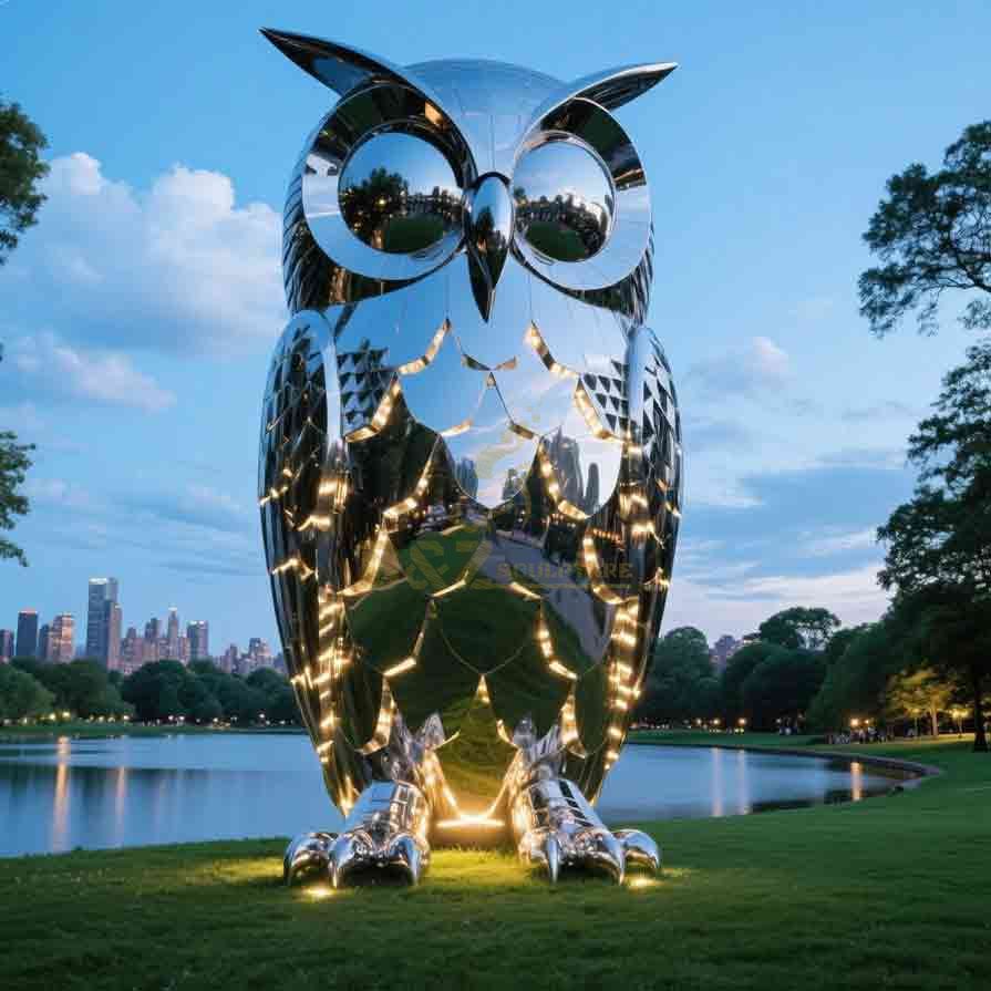 Modern Abstract Large Metal Owl Sculpture For Garden 3