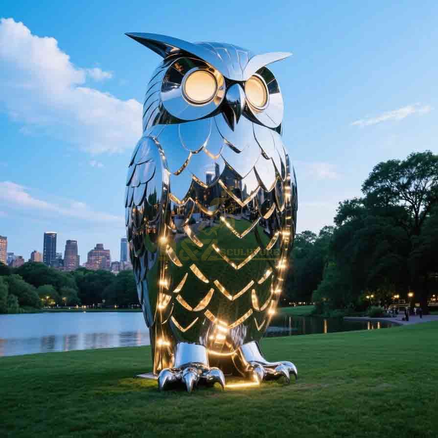 Modern Abstract Large Metal Owl Sculpture For Garden 4