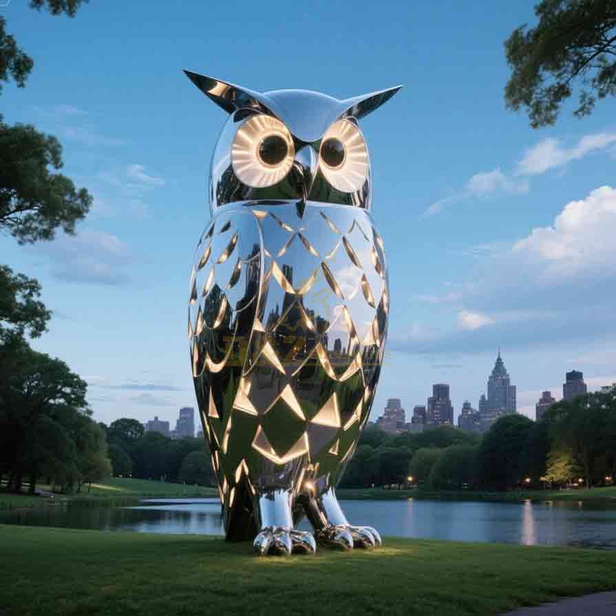 Modern Abstract Large Metal Owl Sculpture For Garden 6