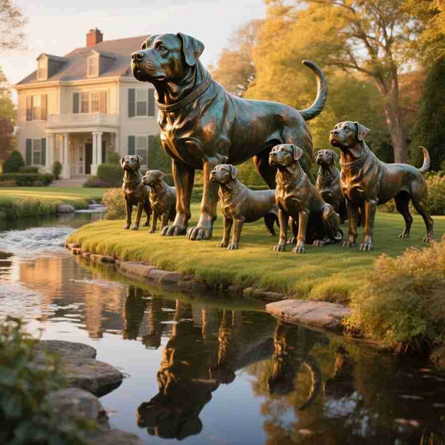Life Size Outdoor Bronze Rottweiler Dog Statue For Sale 4