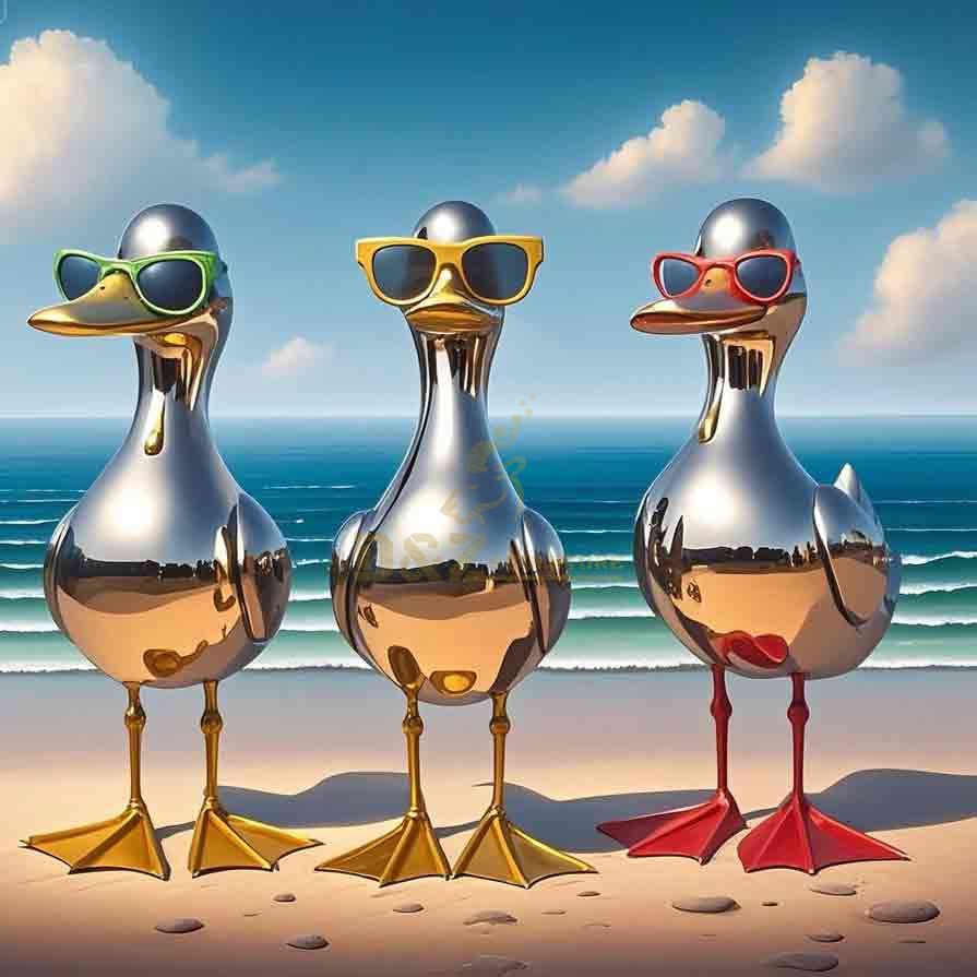 Modern Abstract Metal Duck Sculpture For Sale 4