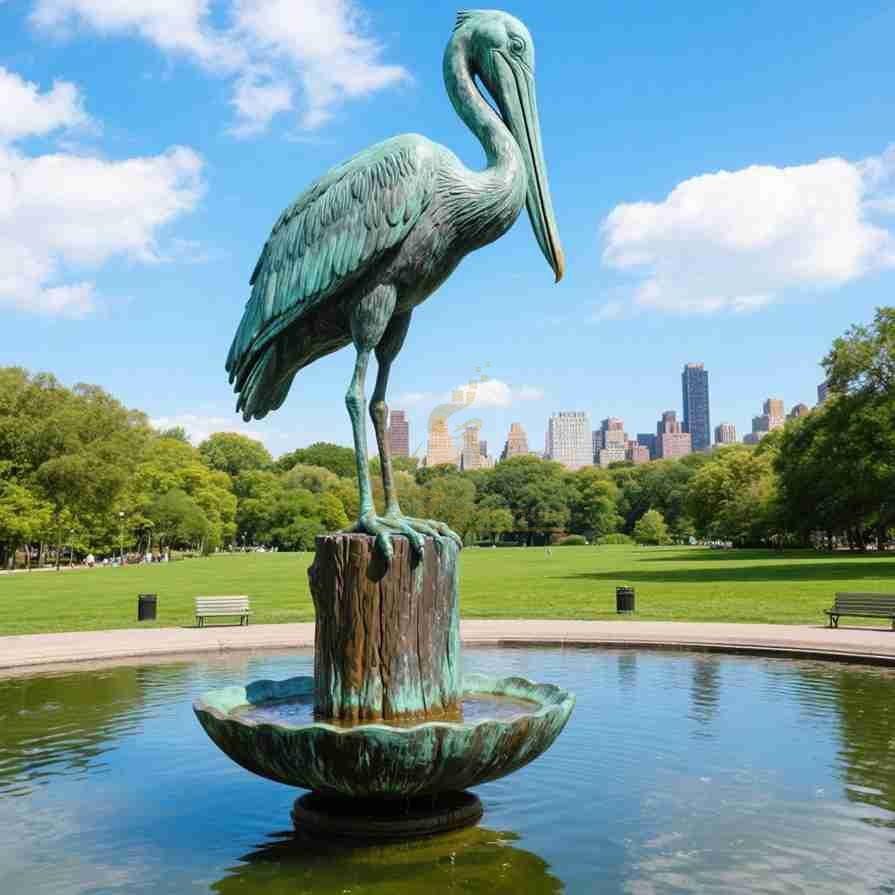 Elegant Bronze Garden Pelican Outdoor Fountain 2