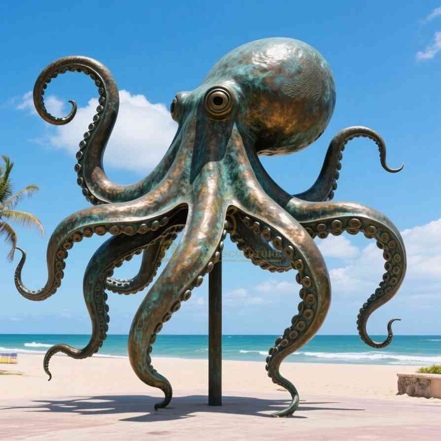 Bronze Outdoor Giant Octopus Statue On The Beach 1