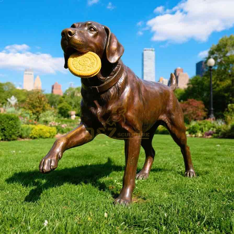 Bronze Chocolate Lab Dog Statue – Garden Decor, Multiple Poses 5