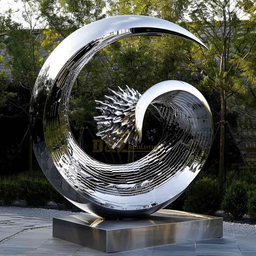 Modern Abstract Metal Moon Wave Sculpture for Sale 5