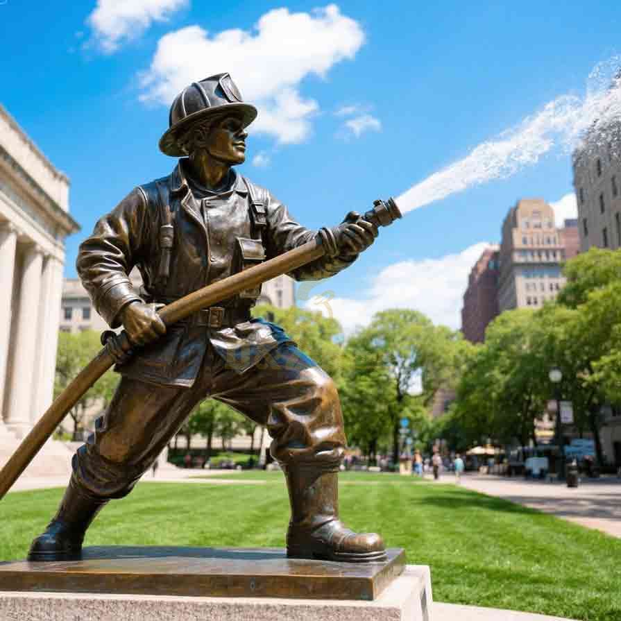 Life Size Bronze Firefighter Statues for Sale | Memorial Hero Statue 3