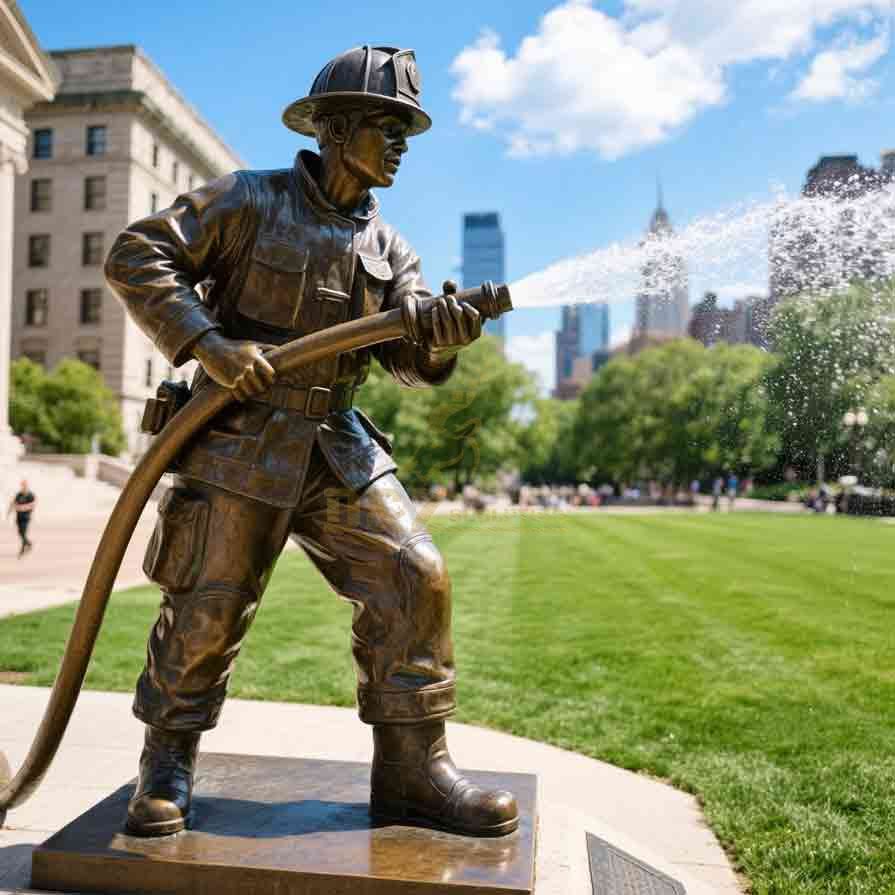 Life Size Bronze Firefighter Statues for Sale | Memorial Hero Statue 6