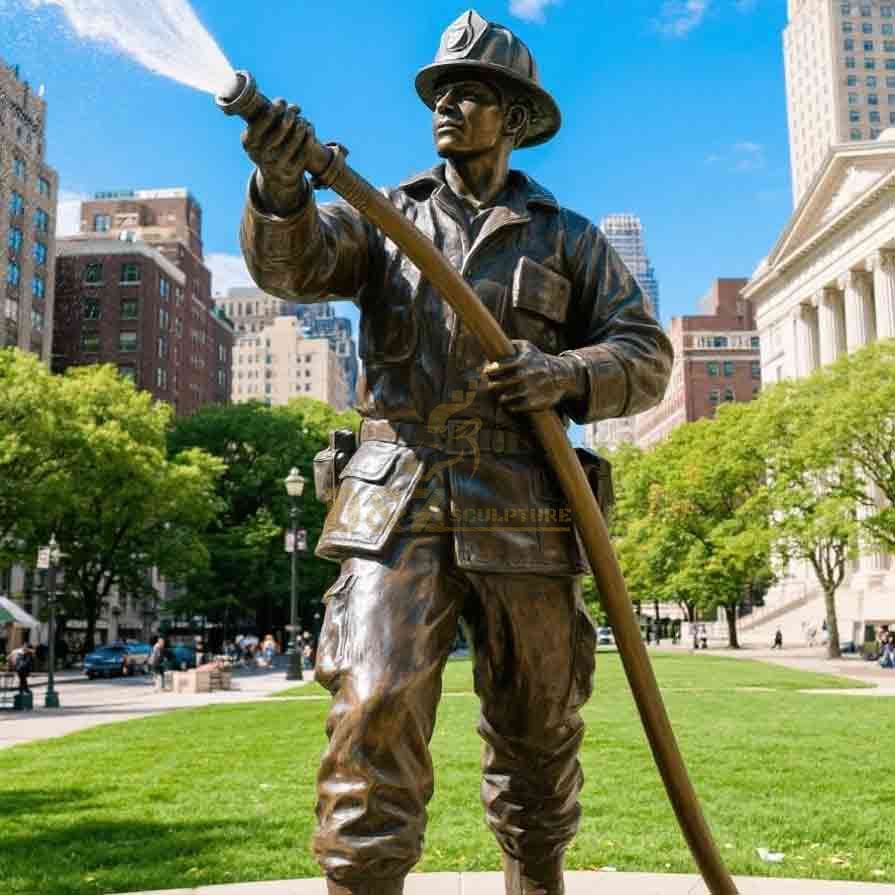 Life Size Bronze Firefighter Statues for Sale | Memorial Hero Statue 7
