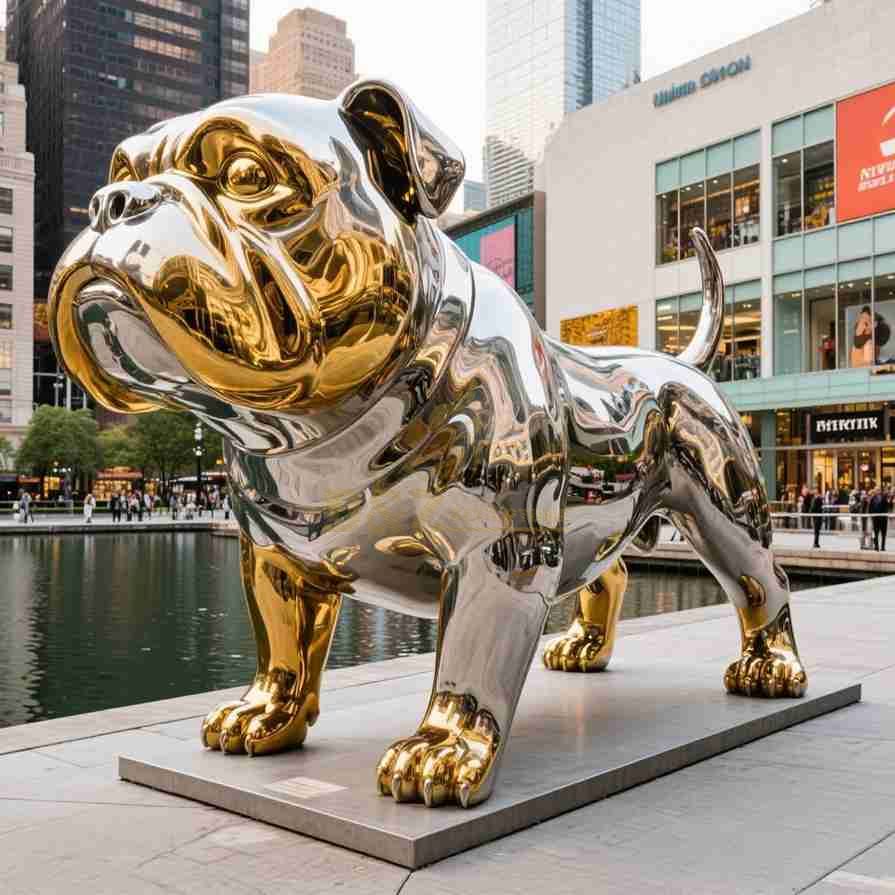 Large Colorful Metal Bulldog Sculpture | Outdoor Decor 3