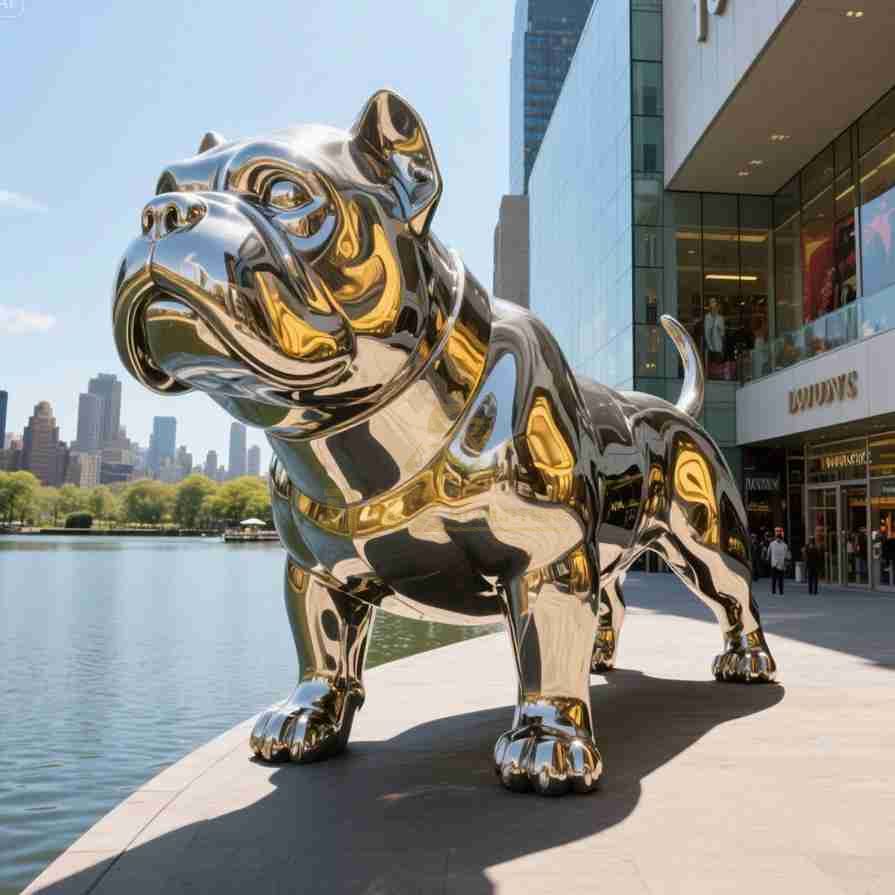 Large Colorful Metal Bulldog Sculpture | Outdoor Decor 4