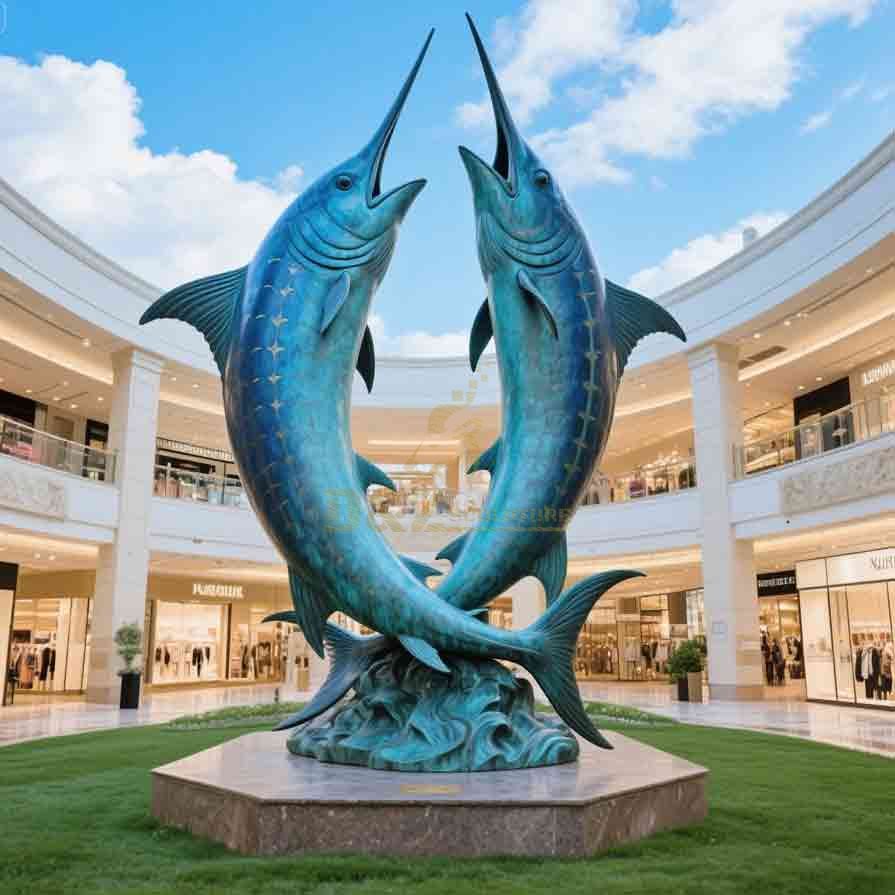 Large Bronze Blue Marlin Statue Jumping For Sale 3