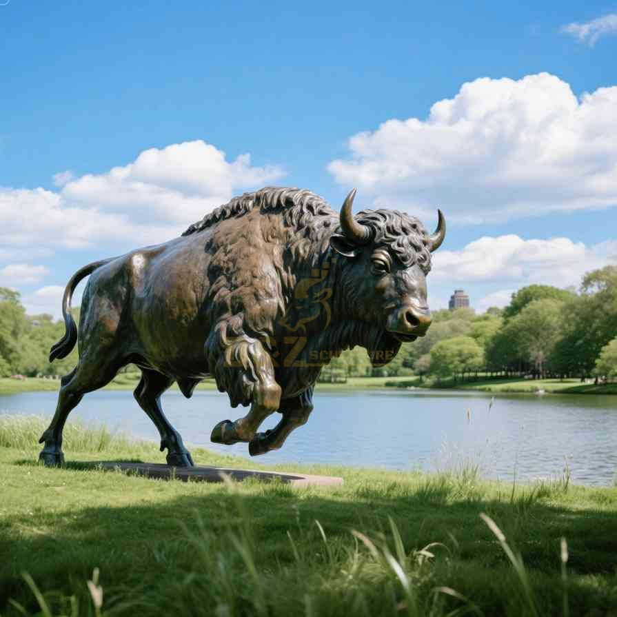 Outdoor Bronze Canadian Yak Statue Full Of Power 2