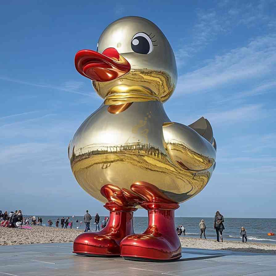 Gold Large Metal Duck Sculpture For Sale 2