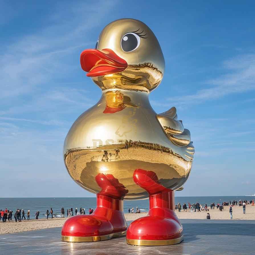 Gold Large Metal Duck Sculpture For Sale 3