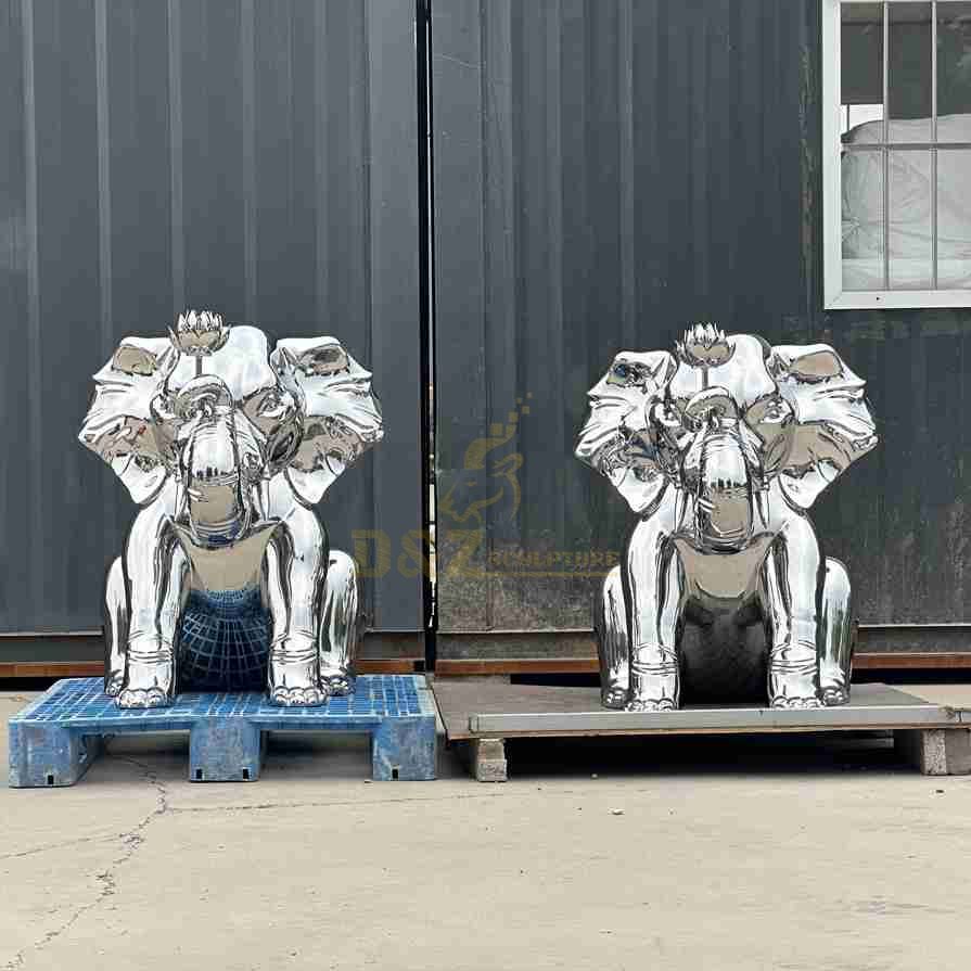 Cute Abstract  Metal Elephant Sculpture For Garden 1