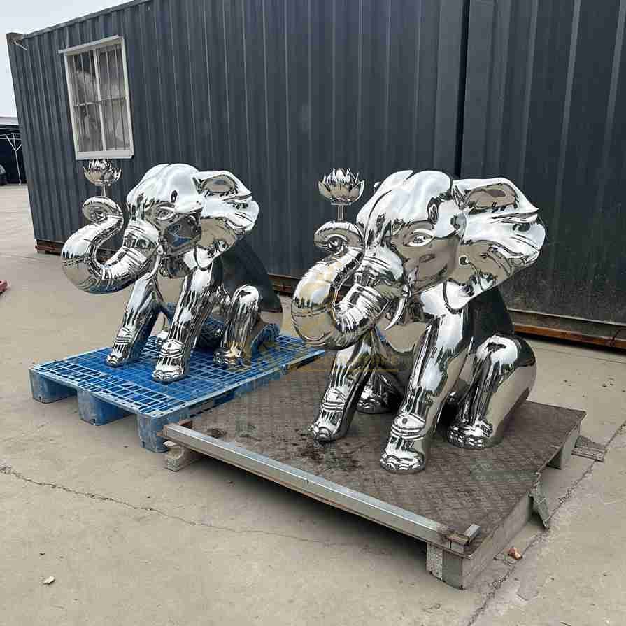 Cute Abstract Metal Elephant Sculpture For Garden 2