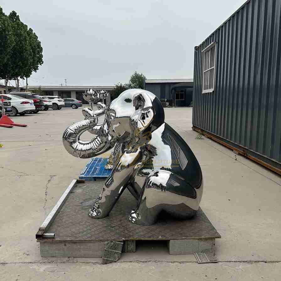 Cute Abstract Metal Elephant Sculpture For Garden 3