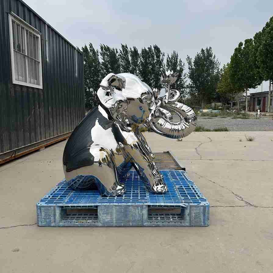 Cute Abstract Metal Elephant Sculpture For Garden 6