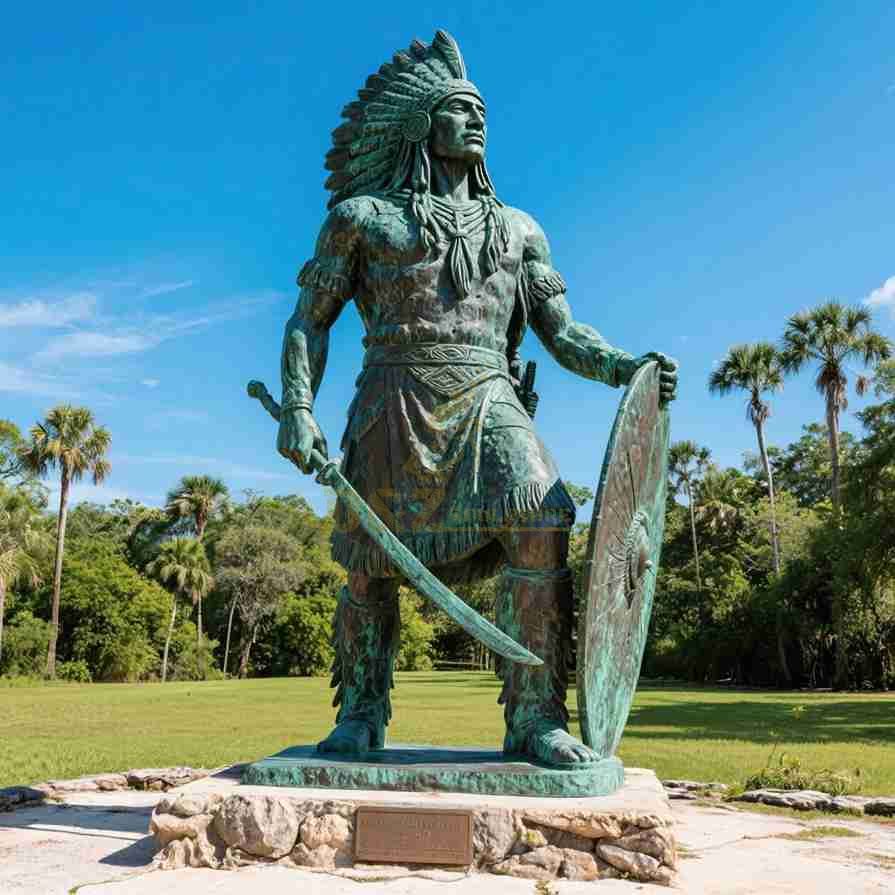 Life Size Native American Indian Warrior Statues For Sale 3